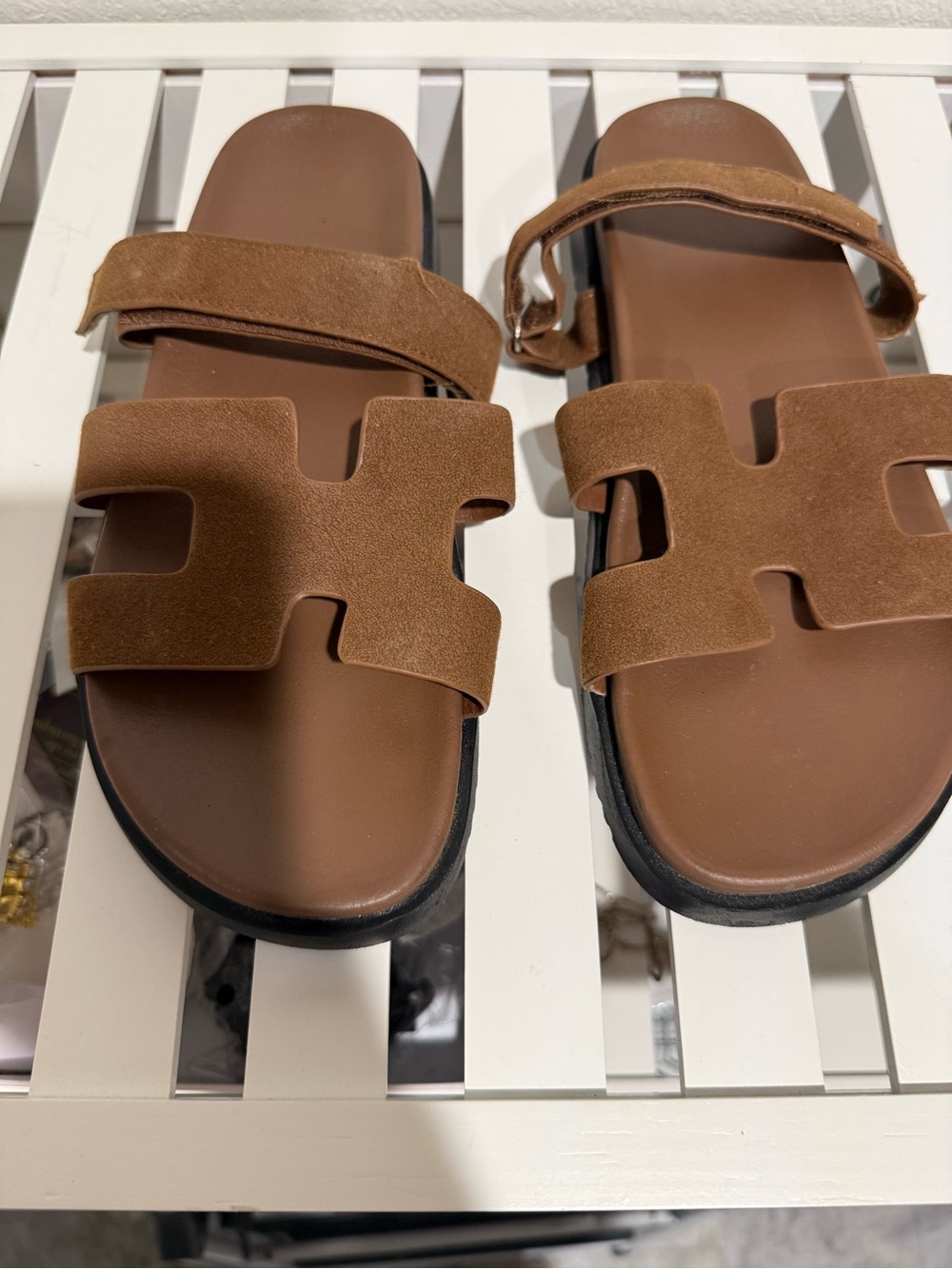 SHEIN Brown Cutout Slide Sandals